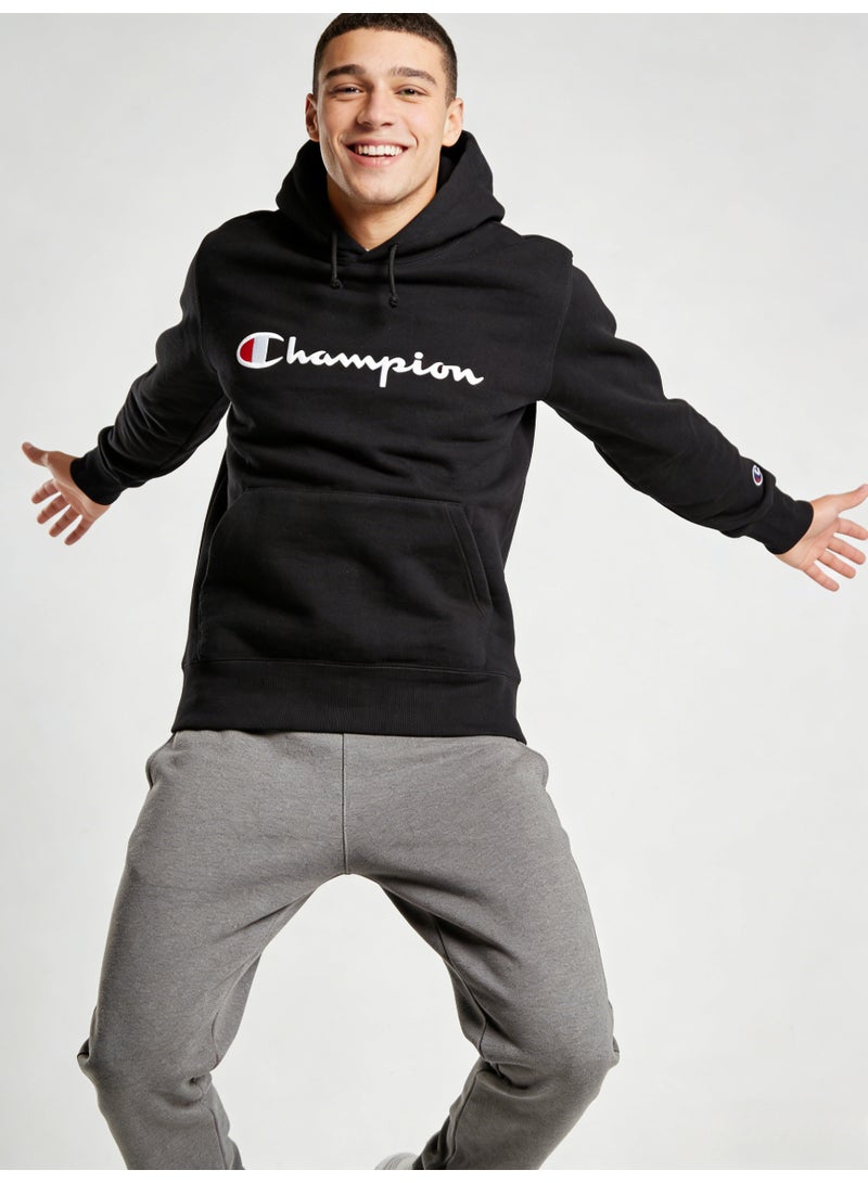 شامبيون Champion Men's Black Script Logo Pullover Hoodie - Image 5