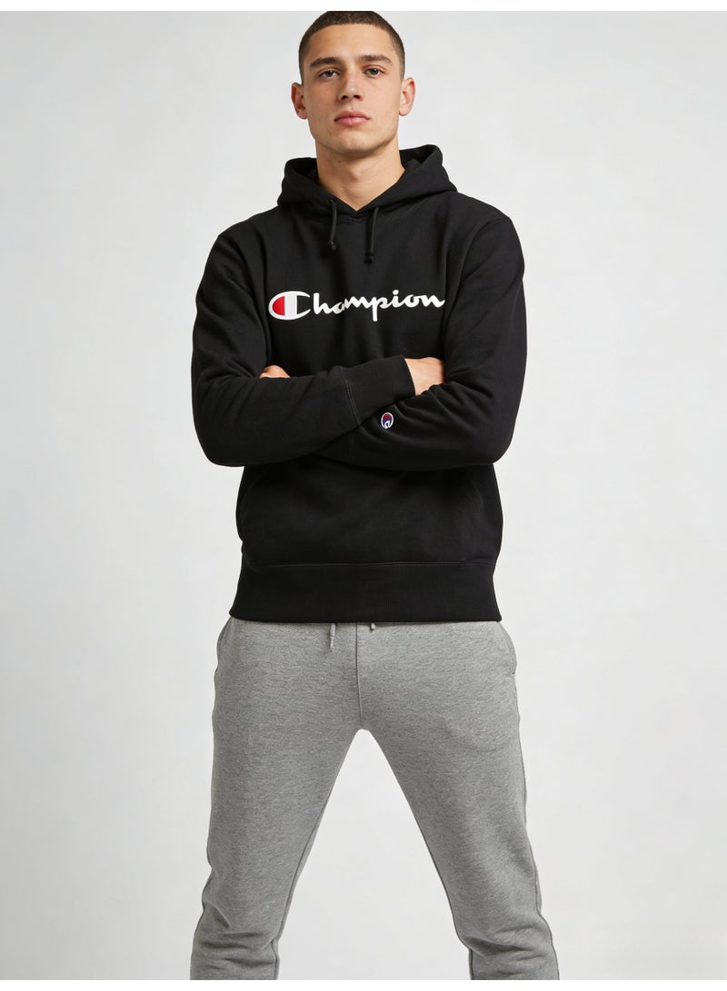 شامبيون Champion Men's Black Script Logo Pullover Hoodie - Image 3