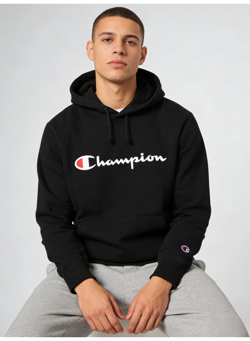شامبيون Champion Men's Black Script Logo Pullover Hoodie - Image 4