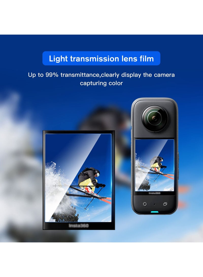 Compatible for Insta360 X3 Lens Guards Screen Tempered Film Set Screen Protector for Insta360 X3 Tempered Glass 9H Hardness Anti-Scratch Body Silicone Cover and Waterproof Lens Protector  - Image 3