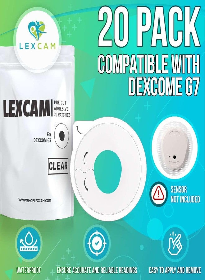 Lexcam Adhesive Patches Pre-Cut for Dexcom G7, Stelo - Pack of 20 - Waterproof, Transparent Overpatches for Continuous Glucose Monitoring, Sensor is NOT Included - Image 3