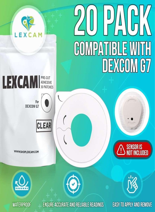 Lexcam Adhesive Patches Pre-Cut for Dexcom G7, Stelo - Pack of 20 - Waterproof, Transparent Overpatches for Continuous Glucose Monitoring, Sensor is NOT Included - Image 4