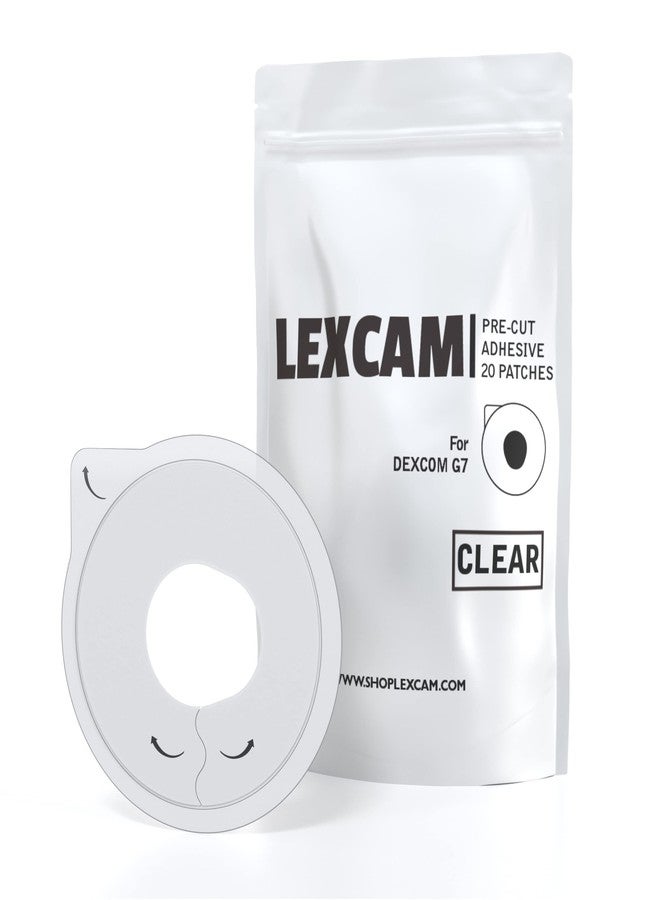 Lexcam Adhesive Patches Pre-Cut for Dexcom G7, Stelo - Pack of 20 - Waterproof, Transparent Overpatches for Continuous Glucose Monitoring, Sensor is NOT Included - Image 1