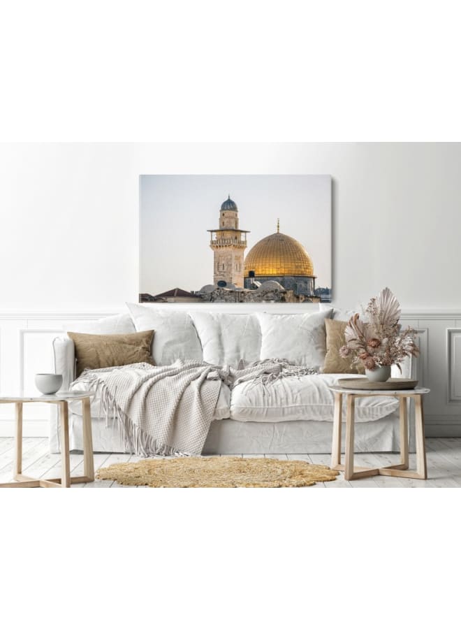 هوم جاليري لوحة فنية جدارية عن قبة الصخرة مطبوعة على قماش 120×80  - Image 4