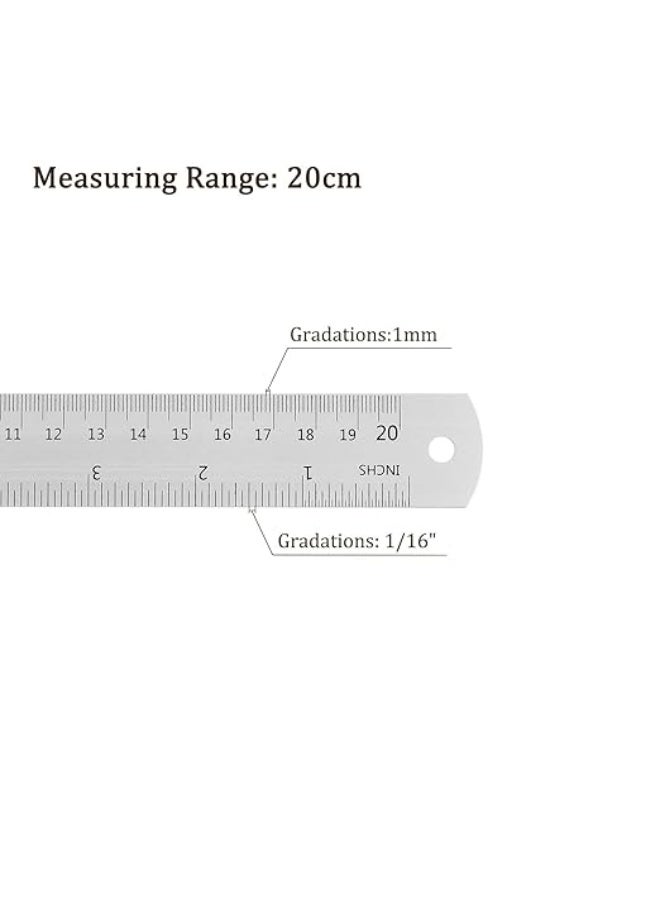 CRAFT MAGIC Heavy-Duty Stainless Steel Ruler 8 Inch / 20 cm (1 Pack) | Durable Metal Measuring Ruler with Precision Straight Edge for School, Office & Craft Projects - Image 3