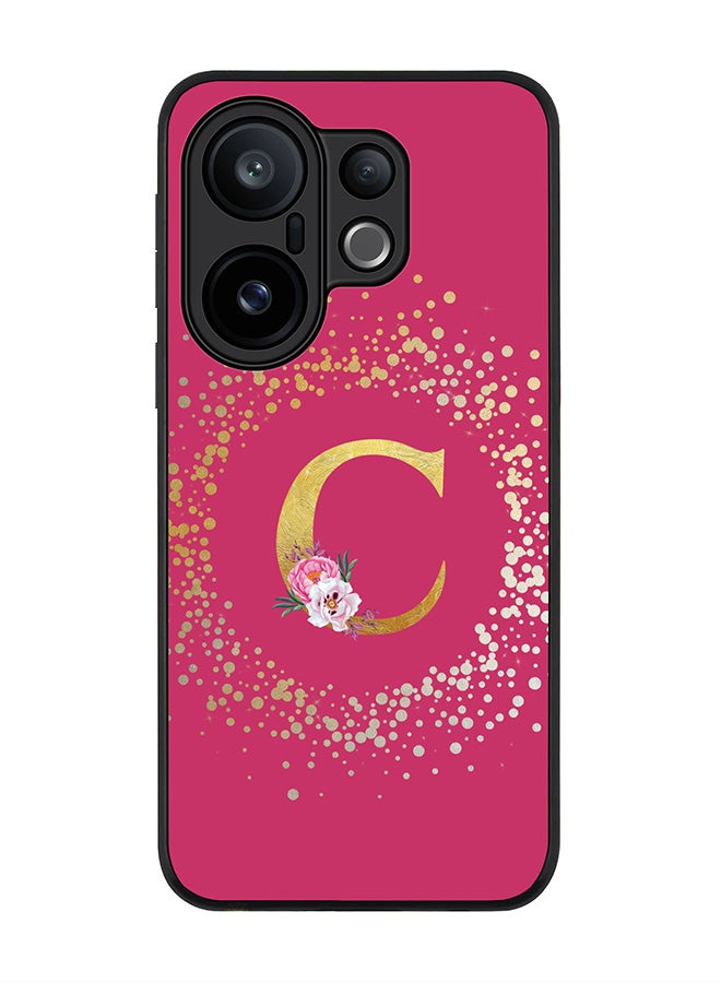 Stylizedd For vivo X200 FE / S30 Pro mini Case,Slim fit Camera Protection, Shockproof Thin Phone cover  - Custom Monogram Floral - C ( Deep Pink )