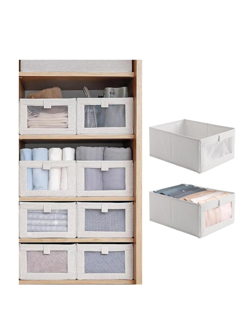 DUNISO Wardrobe Clothes Organizer, 2pcs Jeans Storage Box, Visible Drawer Organizers for Clothing, Foldable Closet Storage Basket, Washable Drawer Box - Image 1