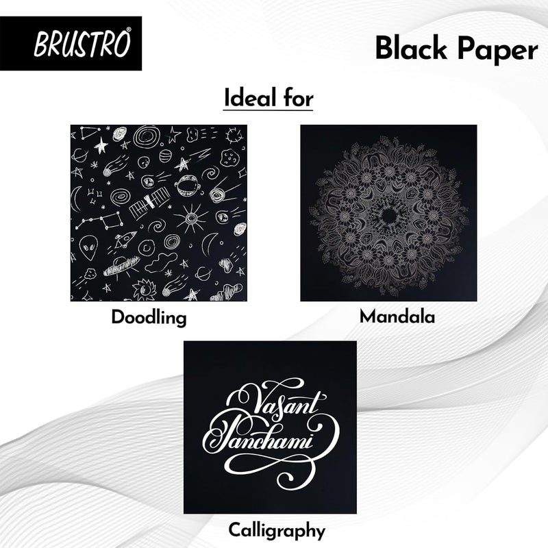 BRUSTRO Black Paper - 200 GSM A4 (Pack of 30 Sheets) - Image 5