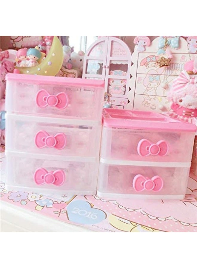 PEXIZUAN Kawaii Makeup Organizer Kawaii Desk Organizer Kawaii Room Accessories Kawaii Desk Decor Kawaii Room Decor Kawaii Stuff for Room Organizer (2 3 4Layers)(3 Layers) - Image 2