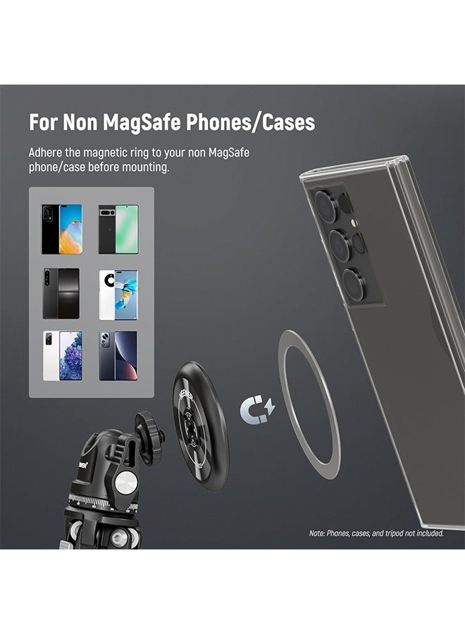 Neewer NEEWER Magnetic Phone Tripod Mount Adapter with Adhesive Magnetic Ring Compatible with MagSafe iPhone 15 Pro Max 15 Plus 14 13 12, 1/4" Thread for iPhone Video Recording Selfie Stick Ring Light, PA010  - Image 4
