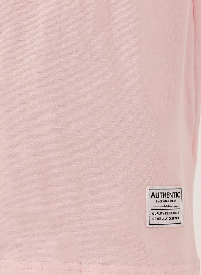 Styli Solid Oversized T-Shirt with Badge Detail
