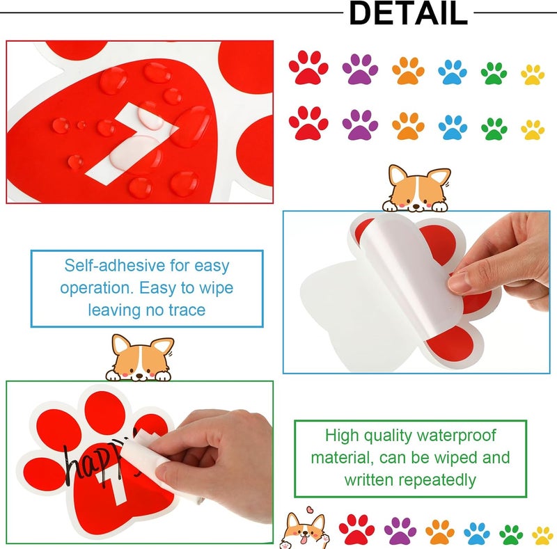 Outus 30 PC Paw Cute Print Classroom Floor Stickers 6 Inch Large Line up Spots Dog Paw Self Adhesive Vinyl Decals Wall Floor Dot Clings Dog Footprint Decals for Room Bedroom Living Room Decoration - Image 3