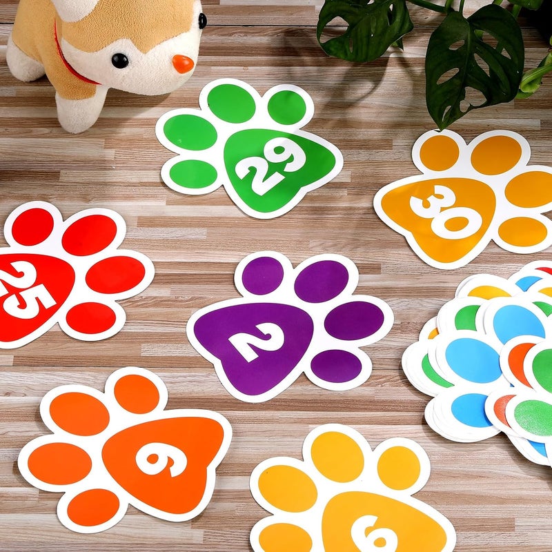 Outus 30 PC Paw Cute Print Classroom Floor Stickers 6 Inch Large Line up Spots Dog Paw Self Adhesive Vinyl Decals Wall Floor Dot Clings Dog Footprint Decals for Room Bedroom Living Room Decoration - Image 4