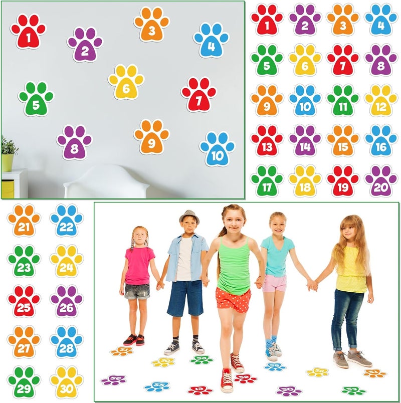 Outus 30 PC Paw Cute Print Classroom Floor Stickers 6 Inch Large Line up Spots Dog Paw Self Adhesive Vinyl Decals Wall Floor Dot Clings Dog Footprint Decals for Room Bedroom Living Room Decoration - Image 5
