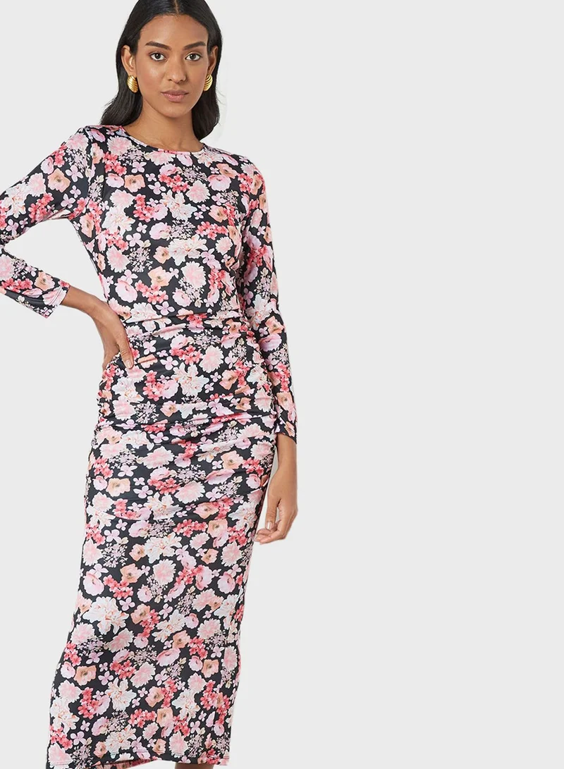 SIVVI for HANIYA Floral Ruched Midi Dress