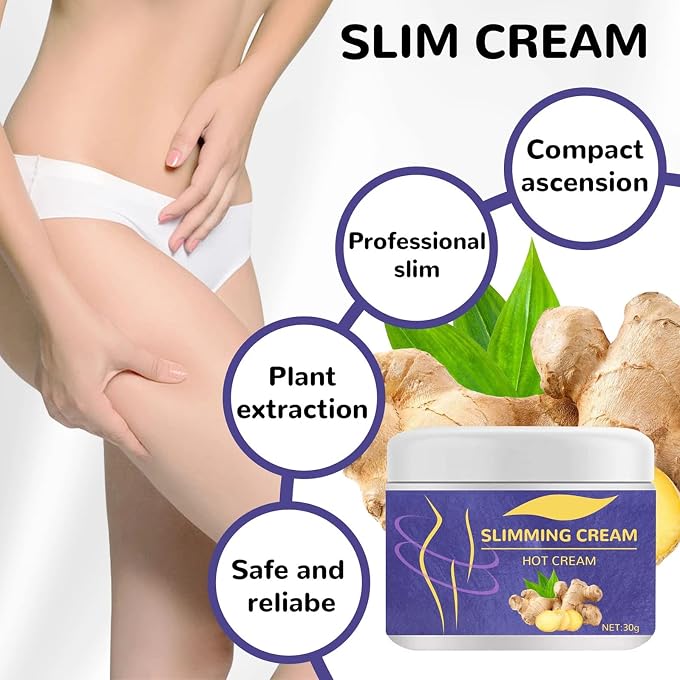 Grospe 2PCS Ginger Slimming Cream, Belly Firming and Fat Burning Gel for Navel, Arm, Leg - Weight Loss Skin Firming Moisturizing Massage for Cellulite, Soothing, Relaxing, Tightening & Slimming - Image 2