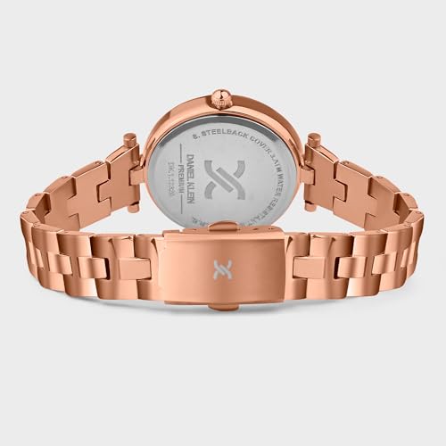 Daniel Klein Analog Dark Teal Round Dial Rose Gold Metal Strap Stone-Studded Water-Resistant Wrist Watch for Women Girls, Ladies DK.1.12320-9 - Image 5