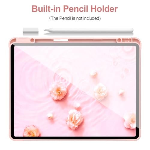 APHBZGE Case for iPad Pro 12.9 Inch with Pencil Holder 2022/2021/2020/2018, Slim Trifold Smart Protective Cover, Soft TPU Back Case with Auto Sleep/Wake for iPad Pro 12.9" 6th/5th/4th/3th Generation,Pink - Image 5