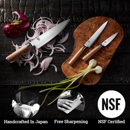 Shun Classic Blonde 3.5" Paring Knife, Handcrafted Japanese Vegetable & Fruit Knife, VG-MAX Core with Damascus Stainless Steel Cladding, Pakkawood Handle, Small Tool for Peeling, Coring & Cutting - Image 5