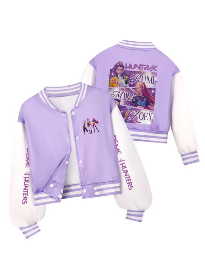 general KPop Demon Hunters Korean Girls baseball uniform fashion cardigan Jacket gift for Family and Friends - Image 1