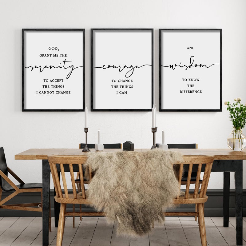 Houmury Serenity Prayer Wall Art Set of 3 - Framed Christian Scripture Wall Decor 12x16â€ - Bible Verses for Home Decor - â€œGod Grant Me Serenityâ€ - Image 4