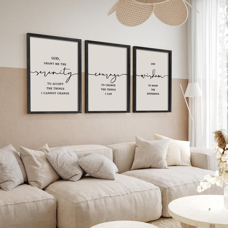 Houmury Serenity Prayer Wall Art Set of 3 - Framed Christian Scripture Wall Decor 12x16â€ - Bible Verses for Home Decor - â€œGod Grant Me Serenityâ€ - Image 5