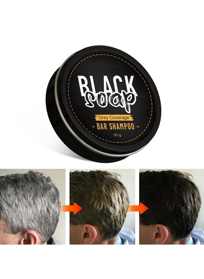 Black Soap - Grey Shine Soap, Grey Shine Hair Revitalisable Men, Black Hair Soap Against Grey Hair, Grey Hair Removal Soap, Hair Blackout Soap Solid Shampoo - Image 1