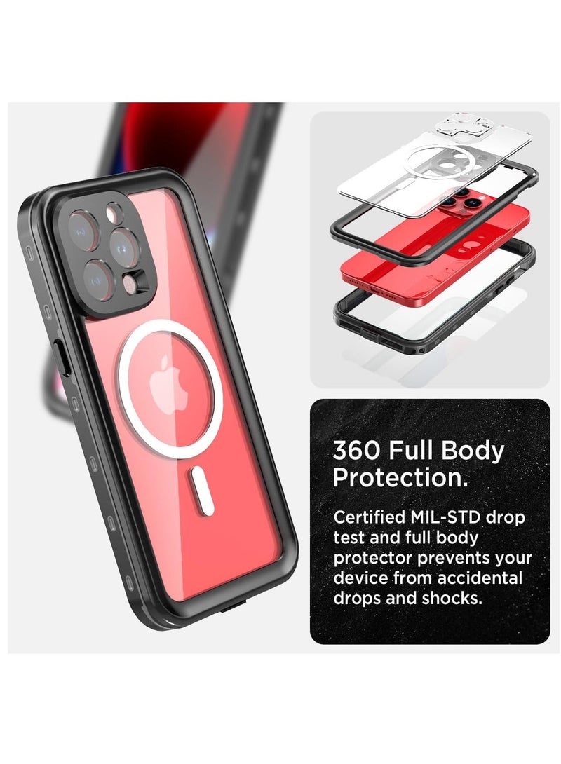 Compatible for iPhone 15 Pro Waterproof Case, iPhone 15 Pro Magsafe Case Built-in Screen Protector Mililtary Dropproof Dustproof Shockproof Rugged Waterproof Cover for iPhone 15 Pro, Gray  - Image 5