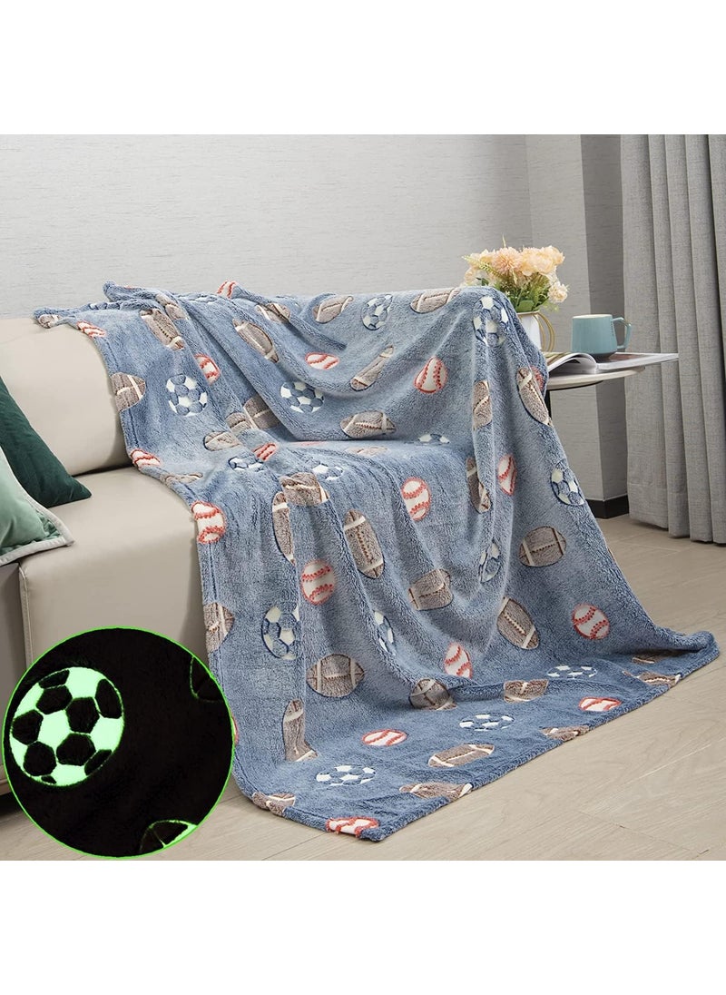 TEMSON - TEMSON Blankets for Kids – Glow in The Dark Blanket, Football Print, Light Weight Soft Cozy All Weather Blankets for Toddlers Baby Boys & Girls - Image 1