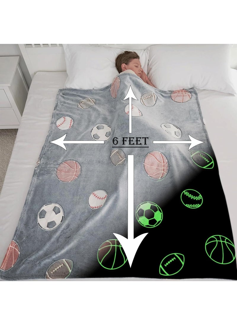 TEMSON - TEMSON Blankets for Kids – Glow in The Dark Blanket, Football Print, Light Weight Soft Cozy All Weather Blankets for Toddlers Baby Boys & Girls - Image 1