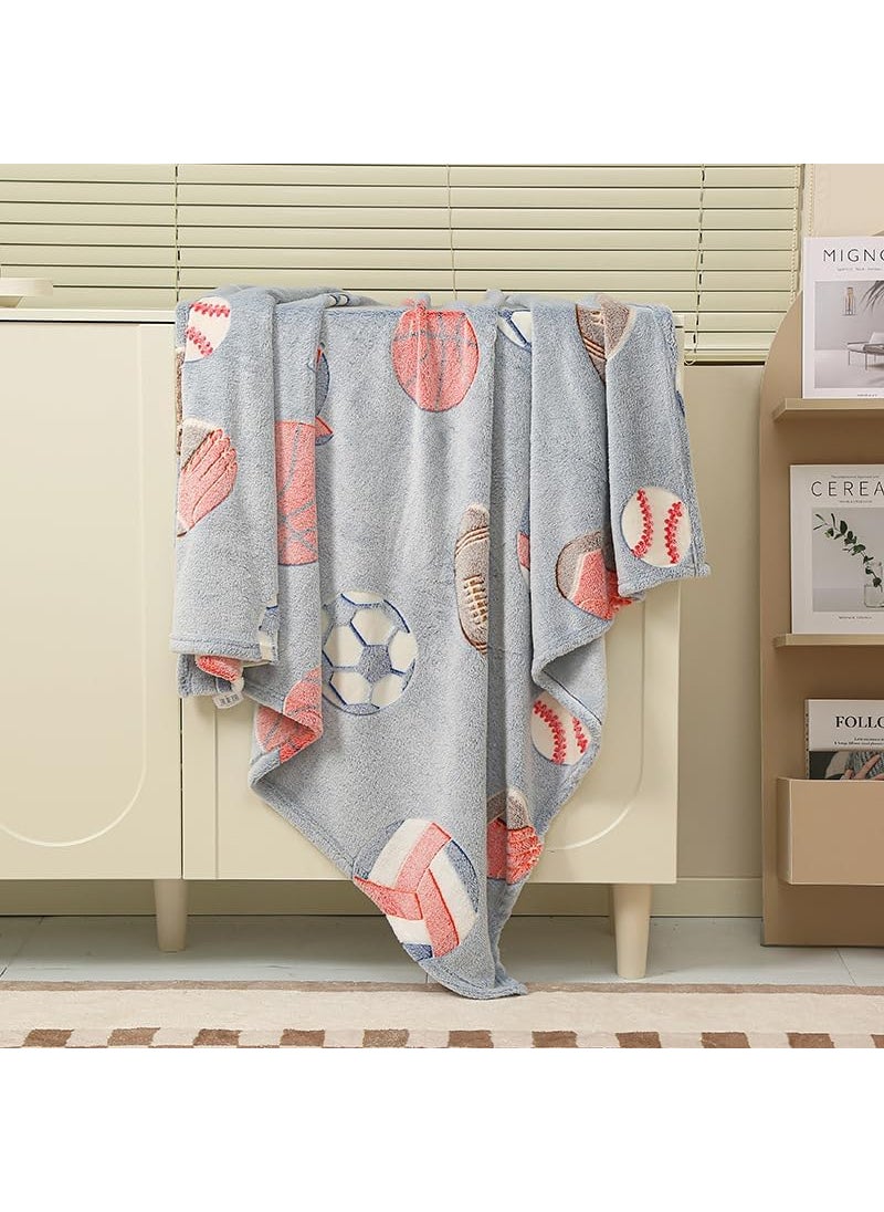 TEMSON - TEMSON Blankets for Kids – Glow in The Dark Blanket, Football Print, Light Weight Soft Cozy All Weather Blankets for Toddlers Baby Boys & Girls - Image 1