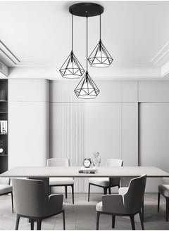 SP SUPER POWER 3-Light Industrial Pendant Light Fixture Modern Black Farmhouse Hanging Lamp Adjustable Height Diamond Shape Ceiling Light for Kitchen Island Dining Room Living Room Bedroom  - Image 5