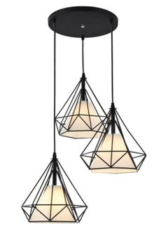 SP SUPER POWER 3-Light Industrial Pendant Light Fixture Modern Black Farmhouse Hanging Lamp Adjustable Height Diamond Shape Ceiling Light for Kitchen Island Dining Room Living Room Bedroom  - Image 1