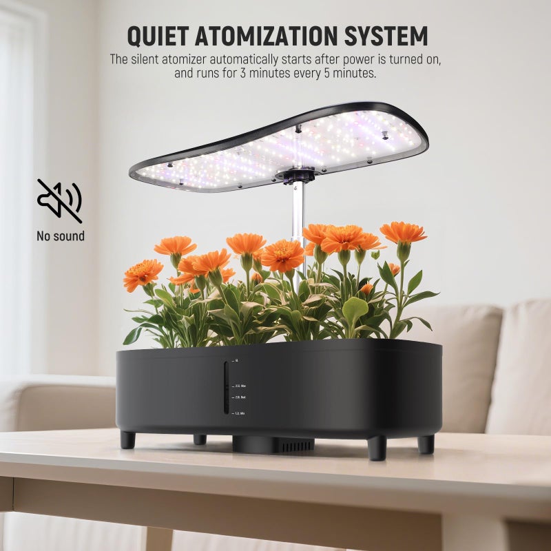 NEEWER Basics Silent Aeroponics Growing System Kit, Hydroponics with Atomization Tech LED Grow Light 3 Modes 15 Seed Pods Timer LCD, Indoor Gardening Plant Food Vegetable Herb Garden Planter, HGS02 - Image 4