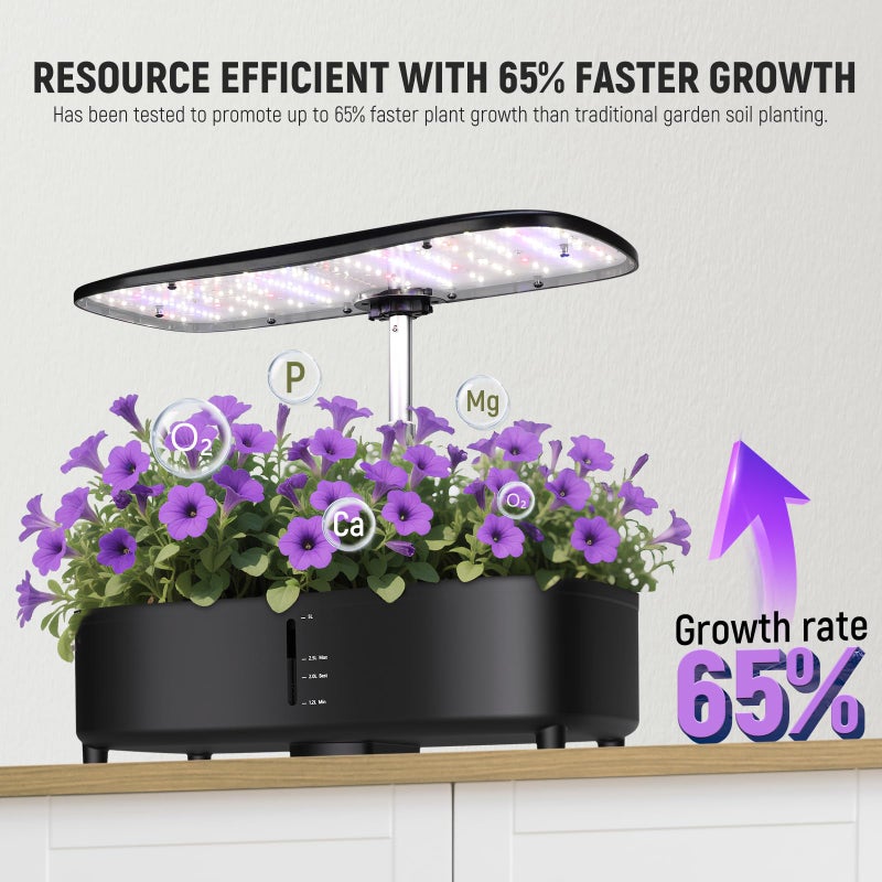 NEEWER Basics Silent Aeroponics Growing System Kit, Hydroponics with Atomization Tech LED Grow Light 3 Modes 15 Seed Pods Timer LCD, Indoor Gardening Plant Food Vegetable Herb Garden Planter, HGS02 - Image 3