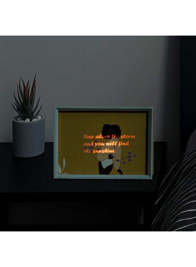 برواز ديكور مضيء لسطح المكتب مع مجموعة كروت ملهمة - إطار صور بإضاءة LED مع أقوال مأثورة وعبر - قطعة ديكور فنية للمكتب والمنزل - Image 2