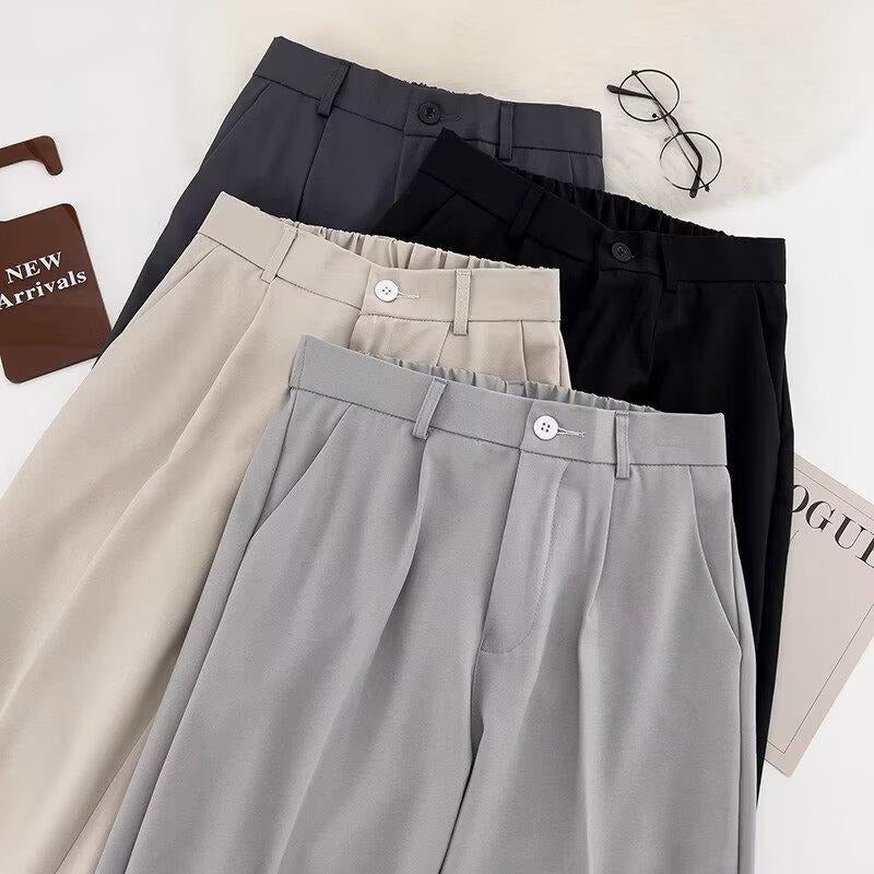 Men'S Semi-Elastic Waist Dress Pants Hong Kong Style Drape Straight Pants Spring New Youth Trendy Casual Suit Pants - Image 3