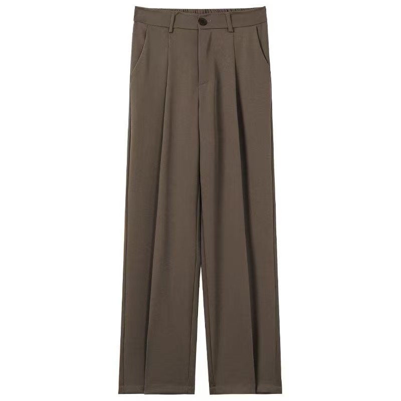 Men'S Semi-Elastic Waist Dress Pants Hong Kong Style Drape Straight Pants Spring New Youth Trendy Casual Suit Pants - Image 1