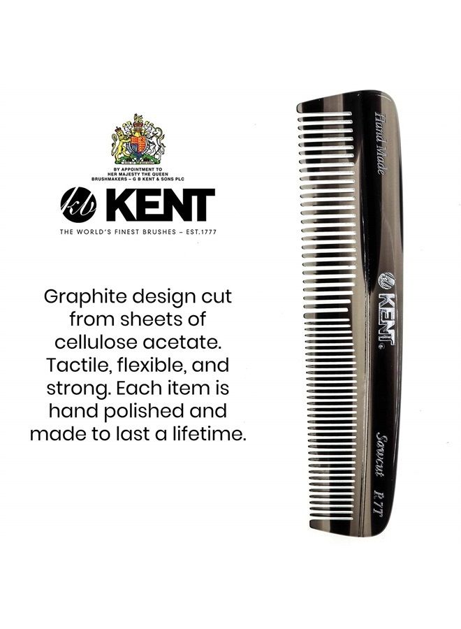 Kent R7TG Graphite Double Tooth Hair Pocket Comb, Small Fine/Wide Tooth Comb For Grooming Styling Hair, Beard and Mustache, for Men, Women and Kids. Saw Cut and Hand Polished. Handmade in England - Image 2