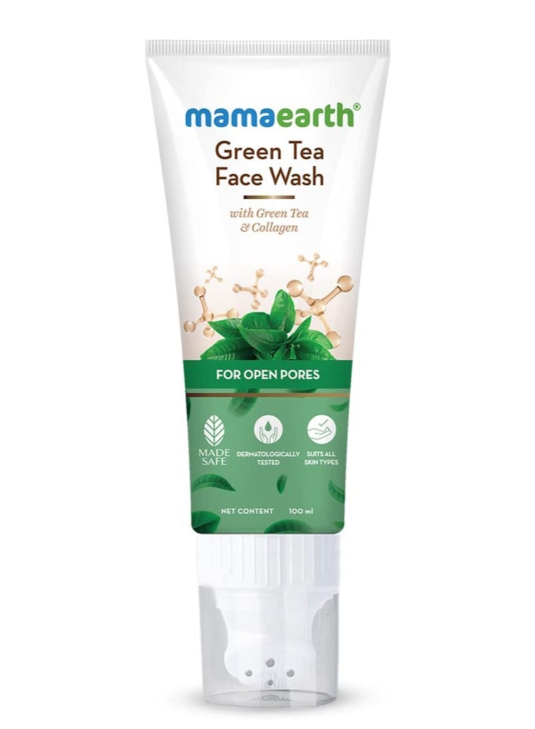 Mama Earth Green Tea Face Wash With Green Tea & Collagen For Open Pores - 100 ml - Image 1