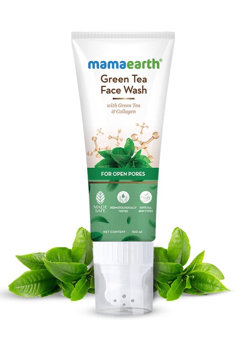 Mama Earth Green Tea Face Wash With Green Tea & Collagen For Open Pores - 100 ml - Image 2