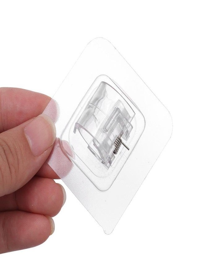 hobbyme 6 Pcs Transparent Non Drilled Curtain Rod Bracket, Transparent Non Drilled Curtain Rod Bracket, Self-Adhesive Wall Hanging Curtain Hook,Square Bathroom Hook(6 pcs) - Image 4