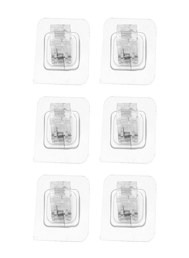hobbyme 6 Pcs Transparent Non Drilled Curtain Rod Bracket, Transparent Non Drilled Curtain Rod Bracket, Self-Adhesive Wall Hanging Curtain Hook,Square Bathroom Hook(6 pcs) - Image 1
