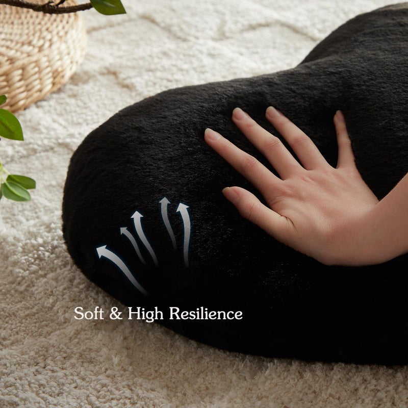 EastTree Heart Pillows  Black Heart Shaped Pillows  Love Throw Pillows Gifts  Ultra Faux Rabbit Fur Soft Small Cute Fluffy Pillows  Women Girls Kid Living Room Decor 10x13 Inch - Image 5