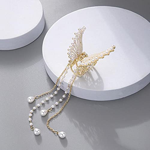 RedChimes 1-Pcs Pearl Butterfly Hair Claw Clip Korean Style Large Hair Clutcher for Thick Hair, Stylish Hair Accessory for Women & Girls - Image 4