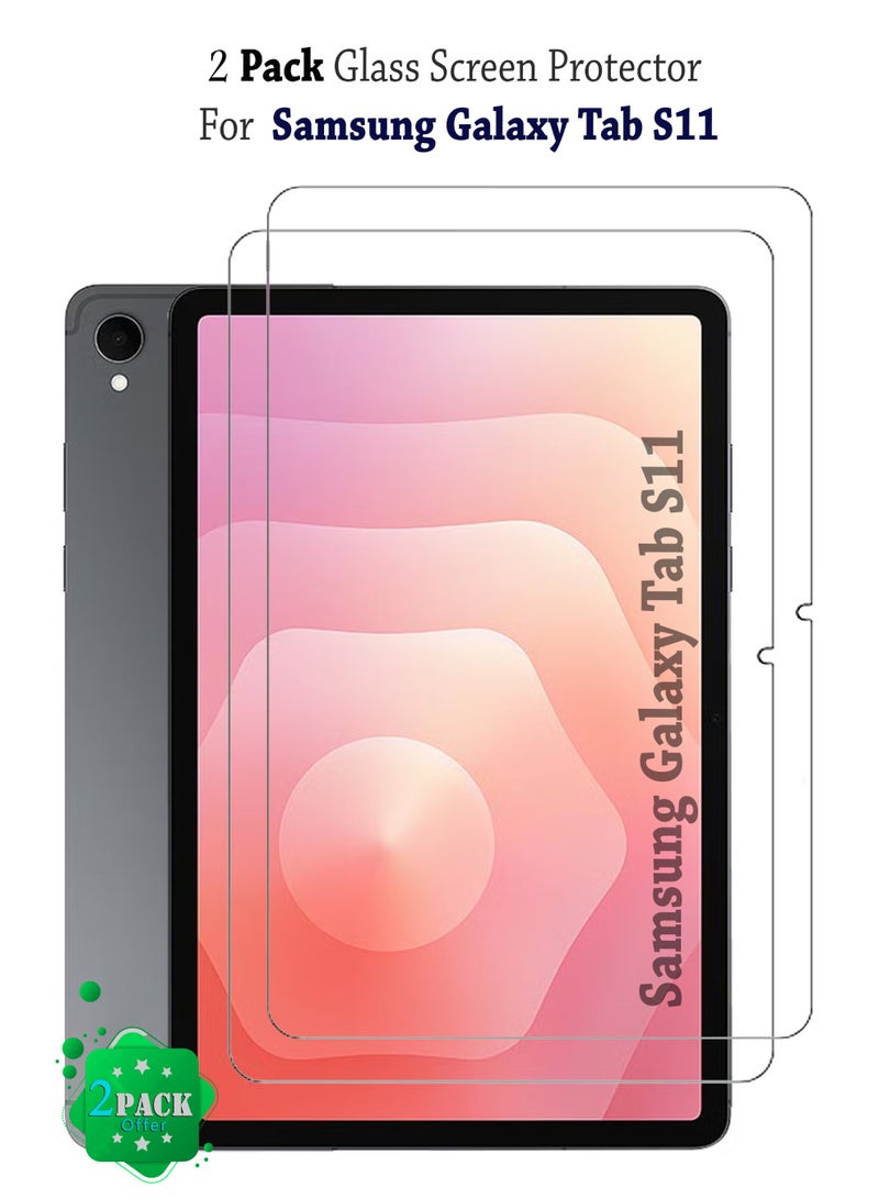 واقي شاشة زجاجي مقوى لجهاز سامسونج جالاكسي تاب S11 (11 بوصة) | مقاوم للخدش عالي الدقة، شفافية عالية، لمسة رقيقة، مضاد للانفجار، خالٍ من الفقاعات | سهل التركيب لجهاز سامسونج جالاكسي تاب S11 (11 بوصة) - Image 1