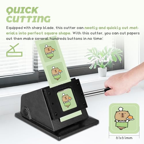 Saladulce 2" Square Button Paper Cutter 60x60mm Square Paper Punch Square Fridge Magnets Badge Maker Square Punch for Button Making Scrapbooking Paper Crafting (Cut 55x55mm) - Image 2