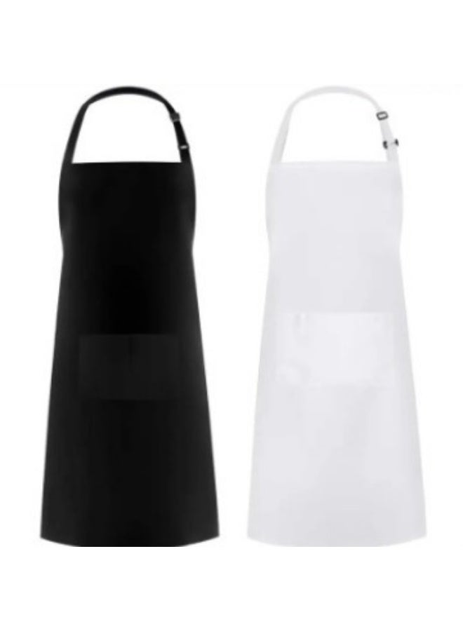 أوليس فيرس  مساعد المطبخ في رمضان – مجموعة مريلة شيف من قطعتين (أسود وأبيض)، قماش طارد للماء بجيبين كبيرين، حمالة عنق قابلة للتعديل وأربطة طويلة للطهي المنزلي والاستضافة - Image 2