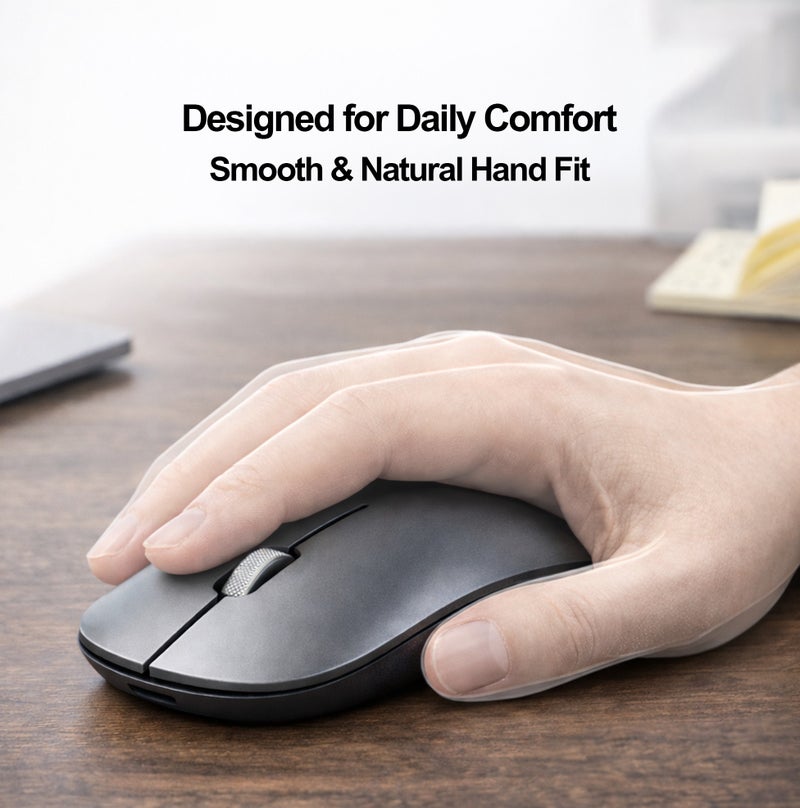 FOREV Wireless Mouse with Dual Mode BT/2.4G, 3-Level DPI Adjustments, 3-Button Rechargeable Gaming Mouse, Lightweight Ergonomic Mouse for Mac Mini PC Gaming Laptop Computer MacBook - (Grey) - Image 4