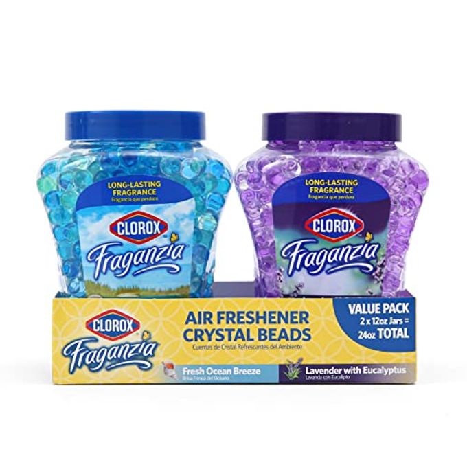 Clorox Fraganzia Air Freshener Crystal Beads Double Pack, Fresh Ocean Breeze, Lavender w/Eucalyptus 12oz Jars | Vented Jar Air Scent Beads for Homes, Bathrooms, Closets, or Office - Image 4